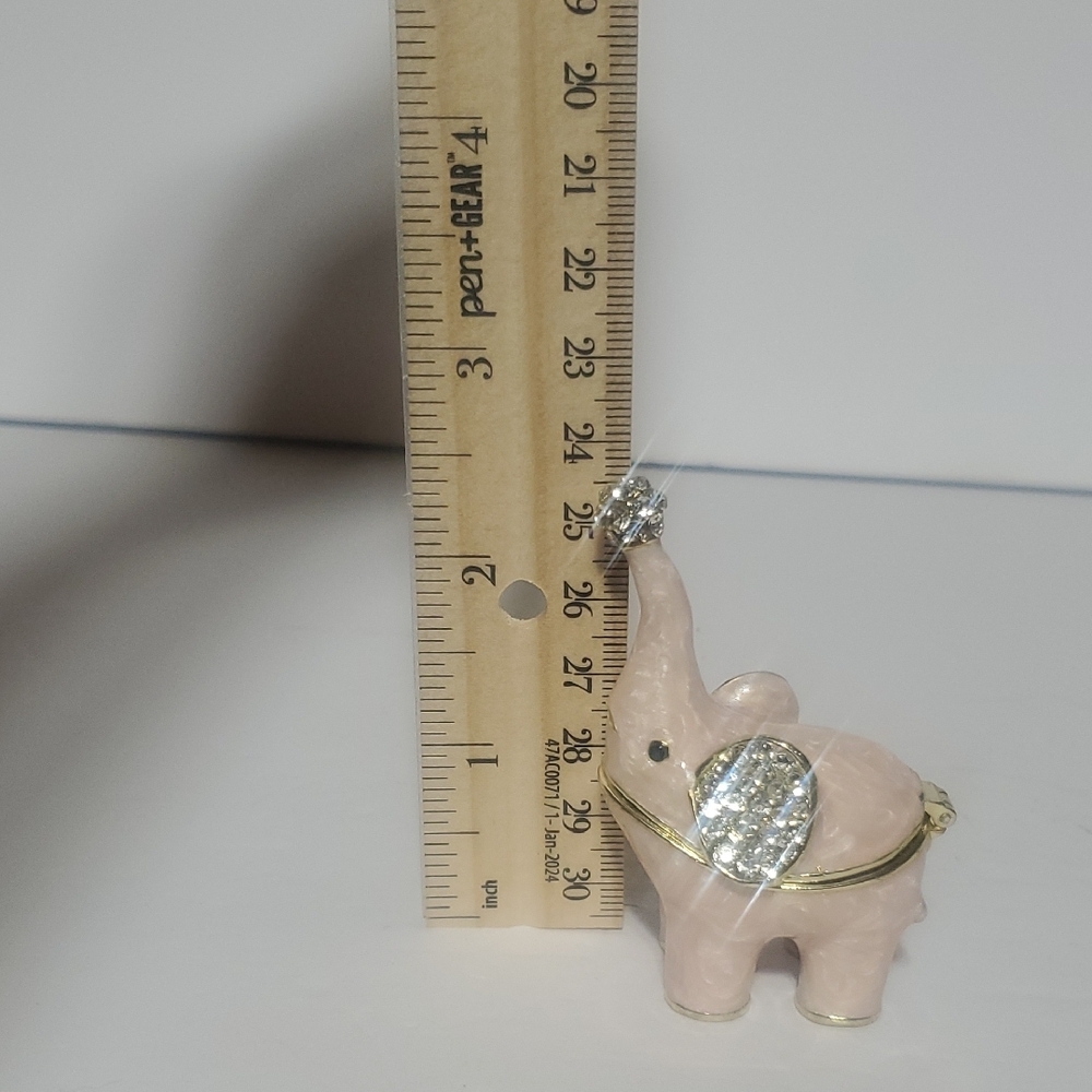 Pink Elephant Trinket Box With Gold And Silver Accents - Picture 7 of 7